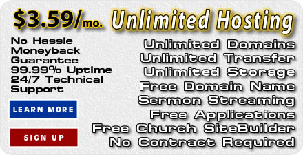 Affordable Christian web hosting and Church Website Hosting - Sermoin streaming & Podcasting - Email with Spam and Virus Protection - Free, Easy Website Builder - Fast, Friendly, Experienced Support in a Christian friendly environment.